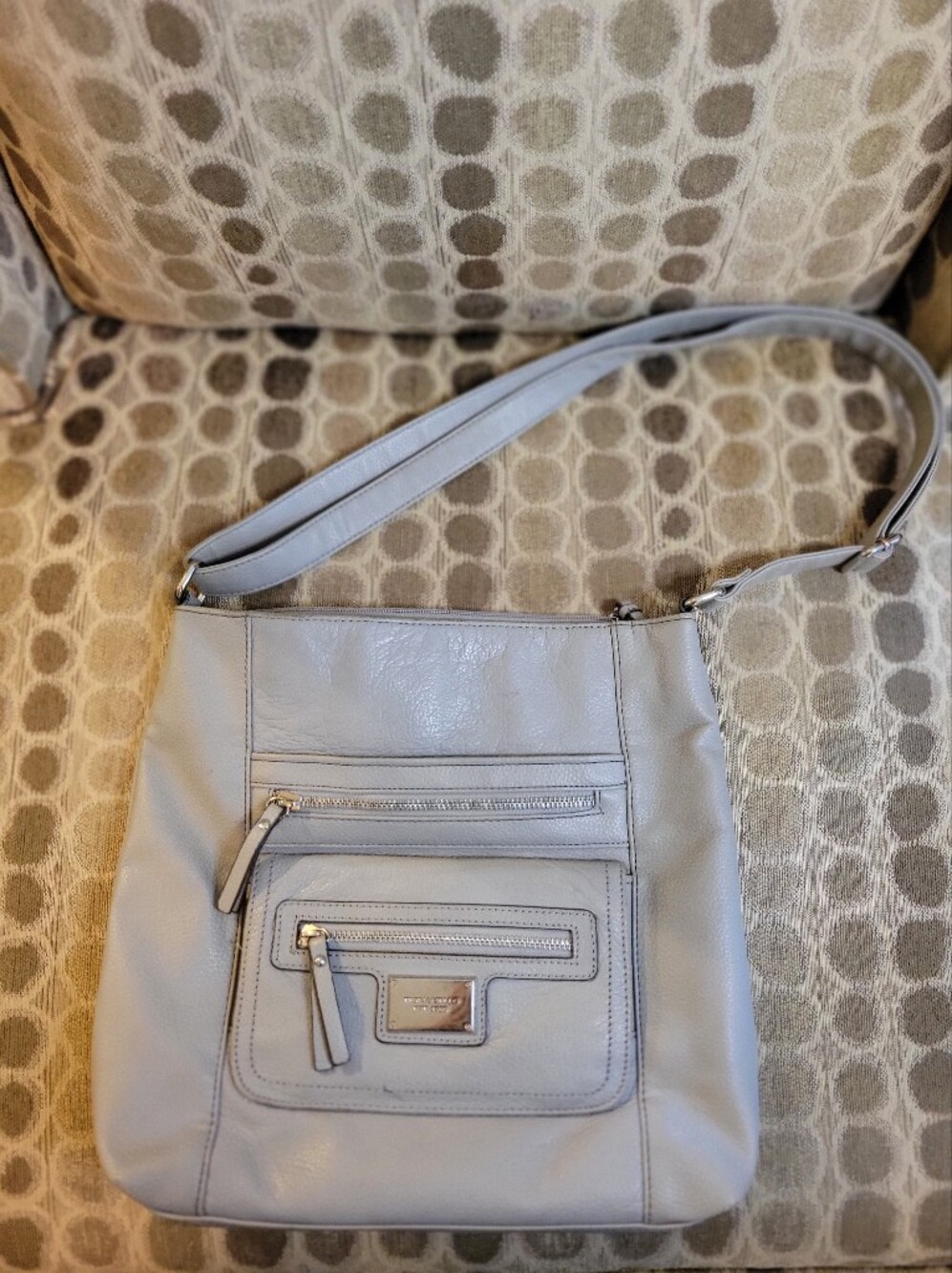 Tignanello- Light Gray Leather Crossbody Bag